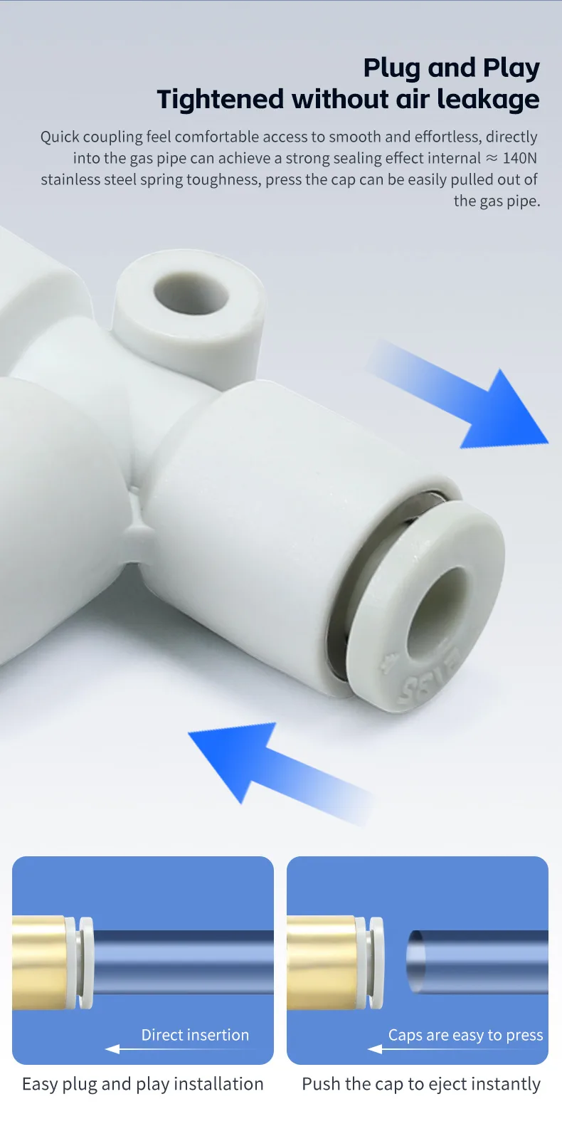 KQ2Y Auxiliary T-Type Connector for Pneumatic Systems Pneumatic Fitting detail image 4