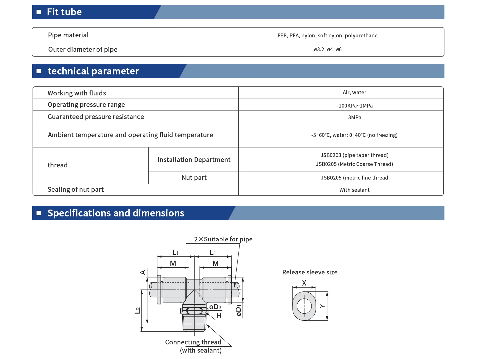 PB 3 way T type fittings detail image 2
