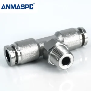 PB Air pipe Threaded Push In Pneumatic Parts Three Tee SS 304 Stainless Steel T Type Air Fittings gallery image 3