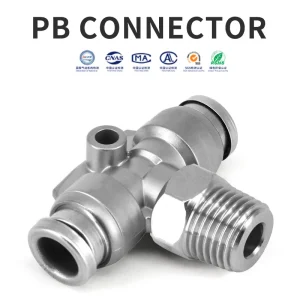 PB Series 4mm/6mm/8mm/10mm/12mm Stainless Steel Fitting Coupling Tee Male Pneumatic Connector gallery image 1