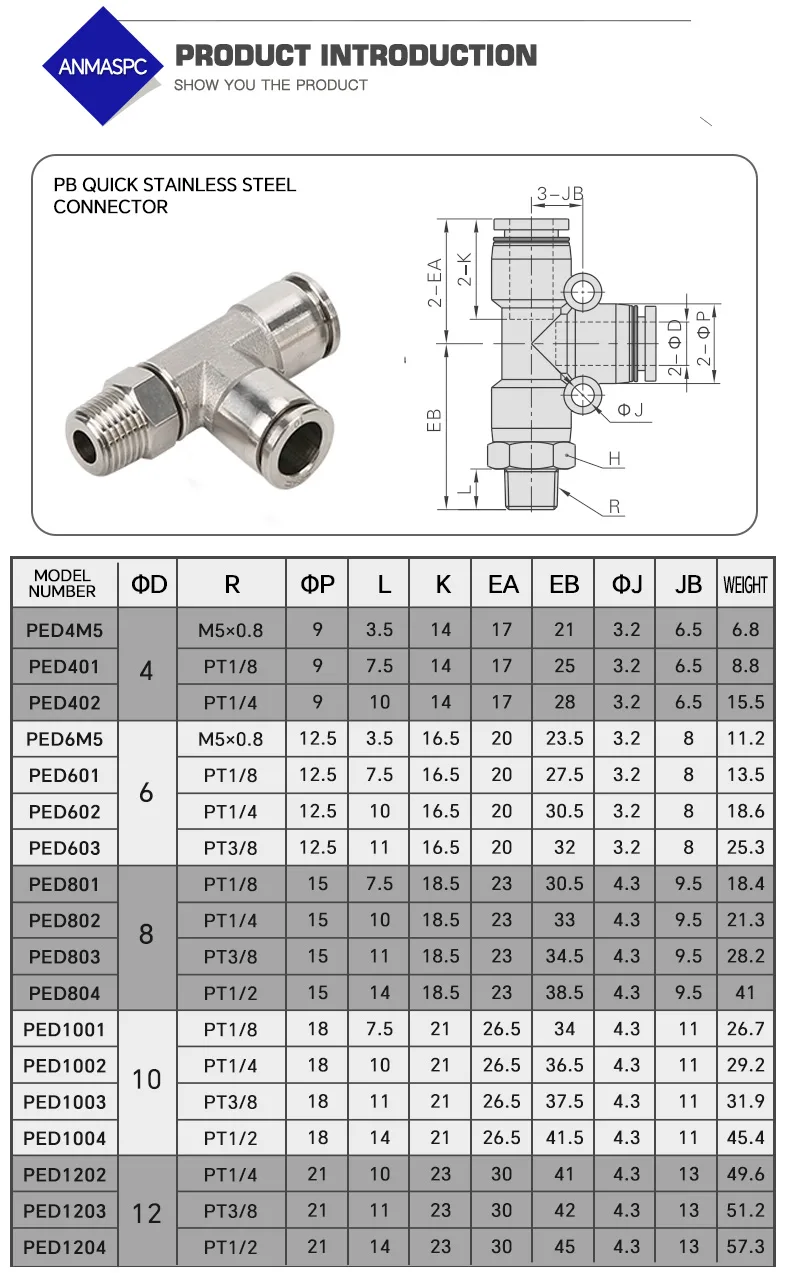 PD nehrđajući čelik 1/2" 3/8" spojni T-priključak detaljna slika 6