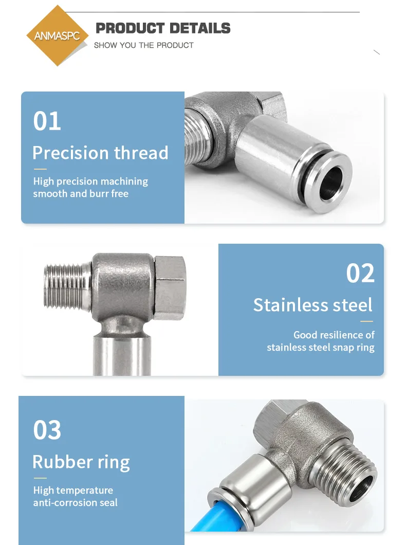 PH Series Male Thread Elbow 304/316 Stainless Steel Joint detail image 4