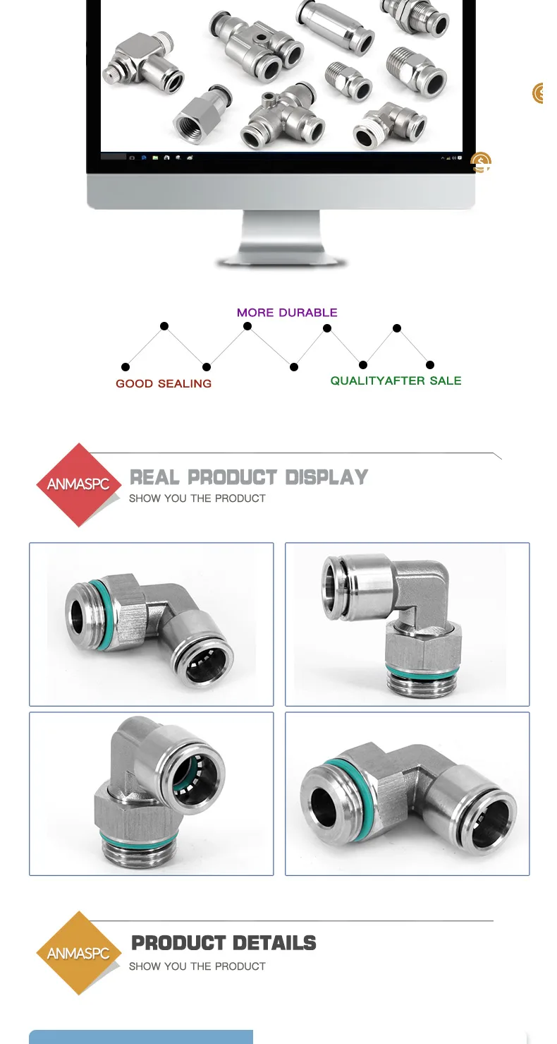 PL-G Male Elbow Stainless Steel Pneumatic Fittings detail image 4