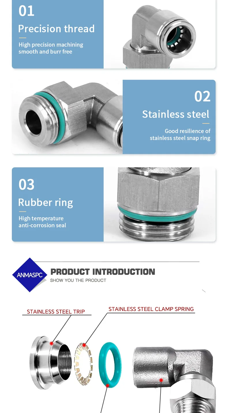 PL-G Male Elbow Stainless Steel Pneumatic Fittings detail image 5