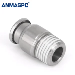 POC Round Male Straight Push To Connect Tube Pneumatic Air Hose Fitting gallery image 2
