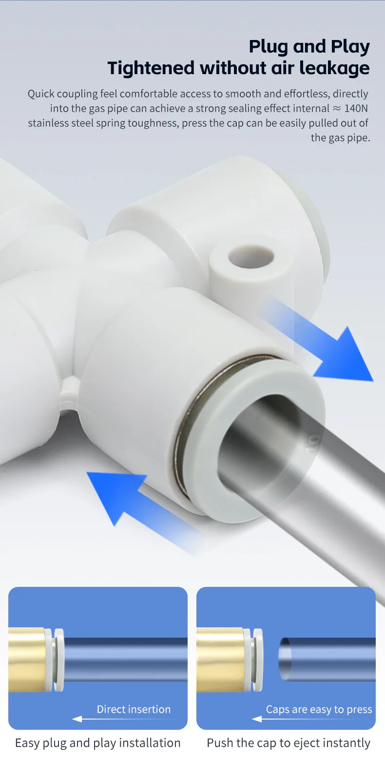 S-KQ2TX Reducer Cross Fitting Pneumatic Fitting- Versatile Piping Solution detail image 4