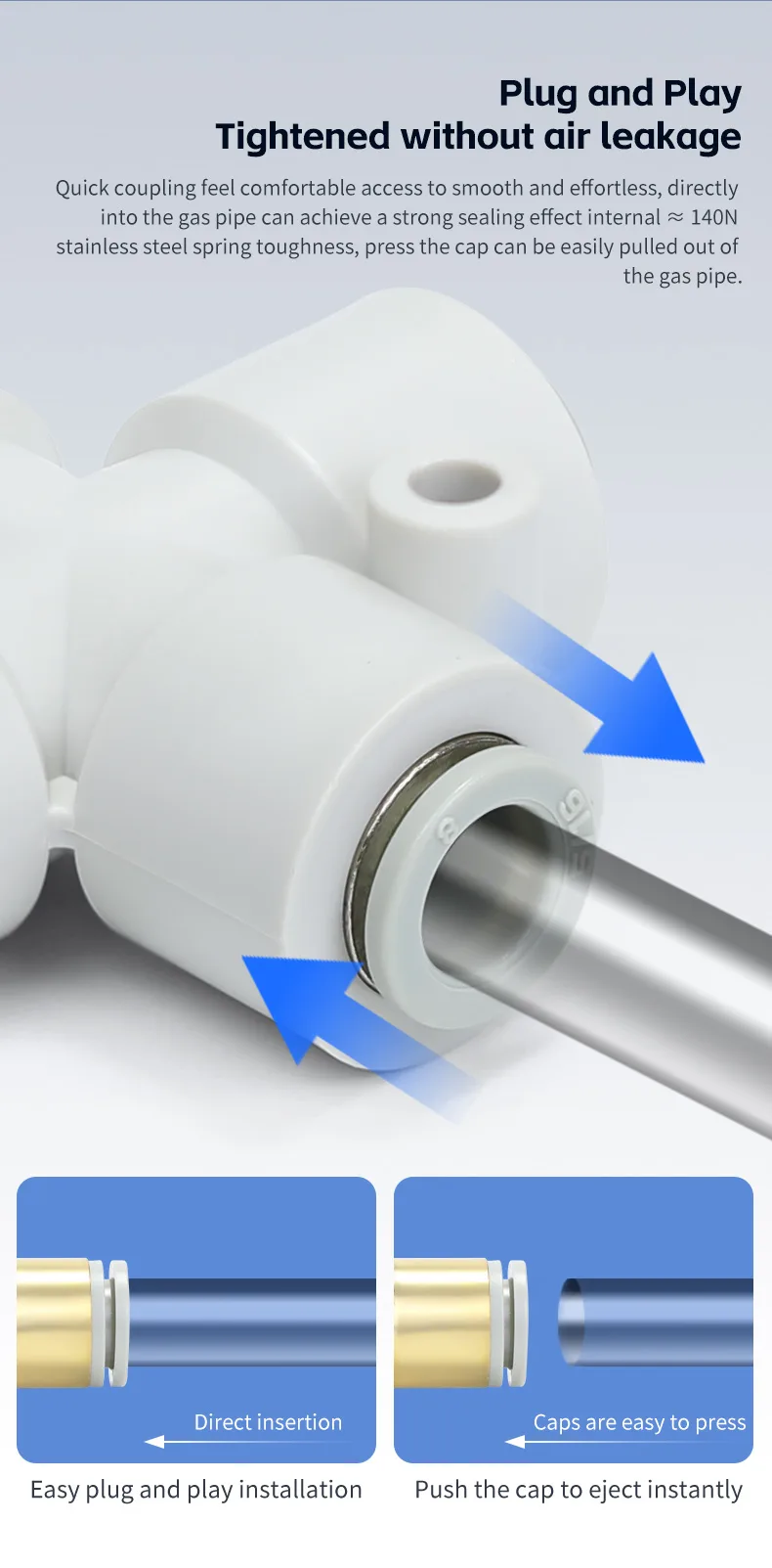 S-KQ2TY Reducer Cross Pipe Connector Pneumatic Fitting detail image 4
