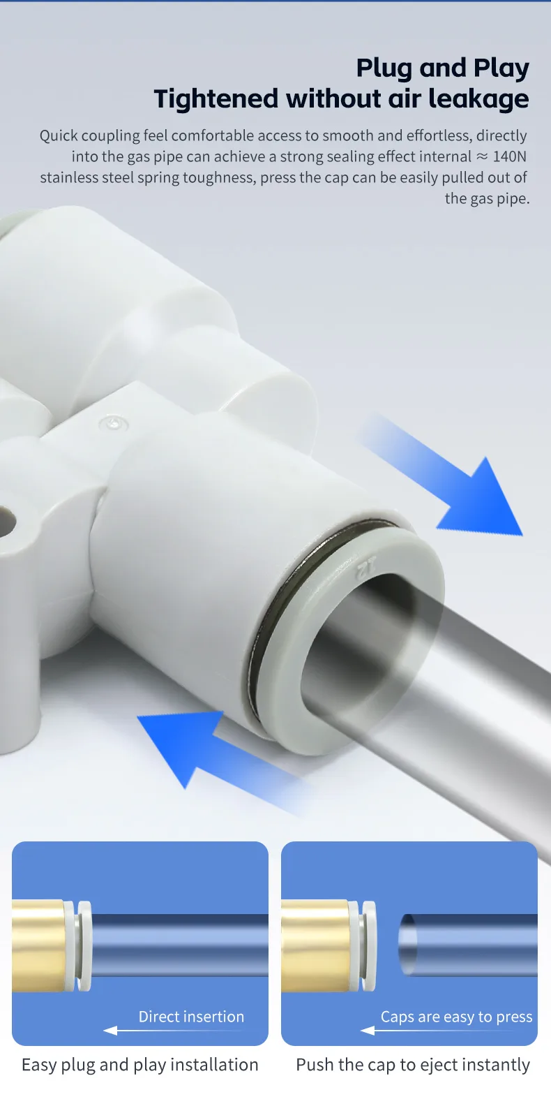 S-KQ2U Y-Type Connector for Pneumatic Tubing Pneumatic Fitting detail image 4