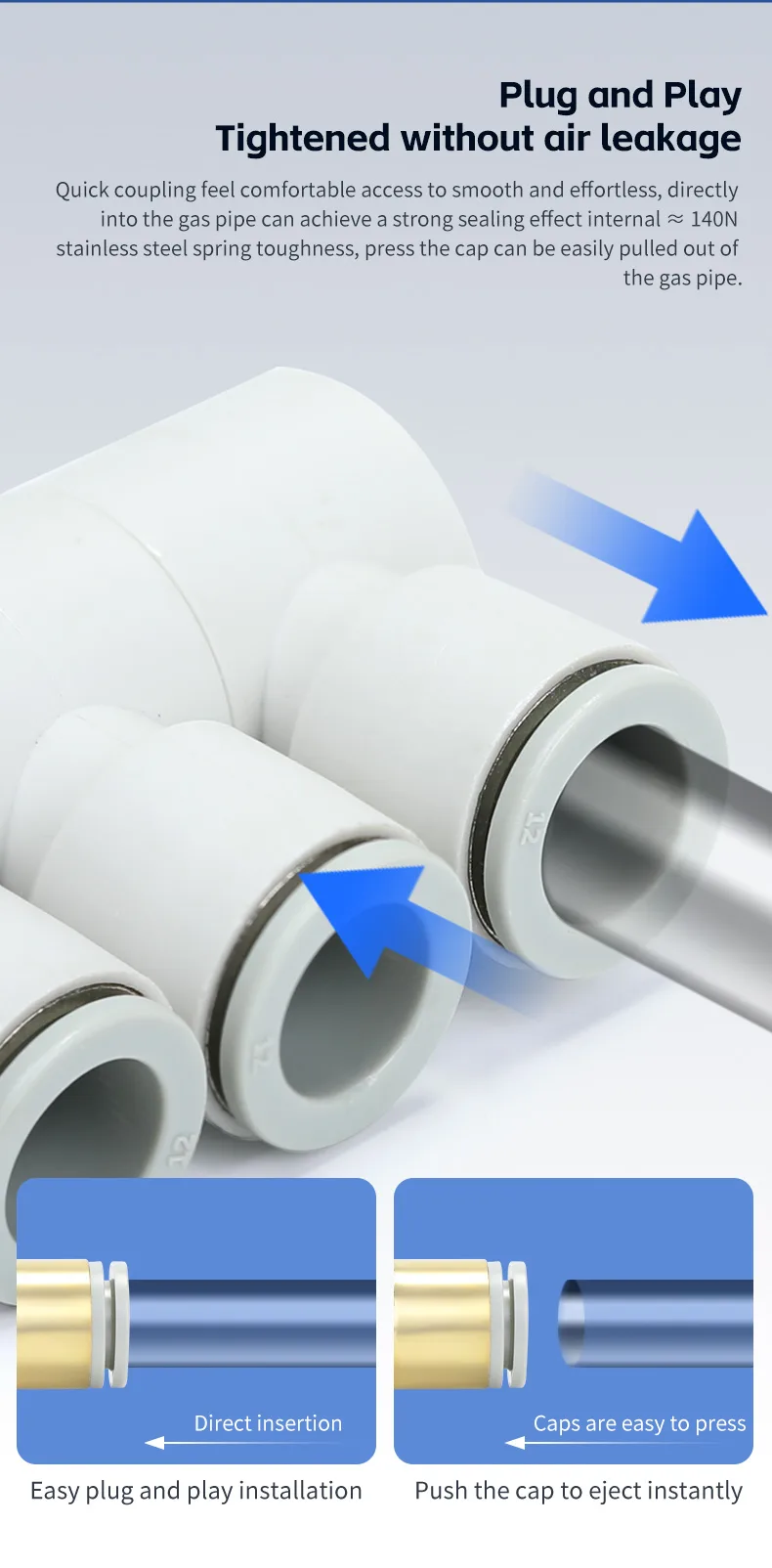 S-KQ2VT Three Single-Tube Universal Elbow Fittings Pneumatic Fitting detail image 4