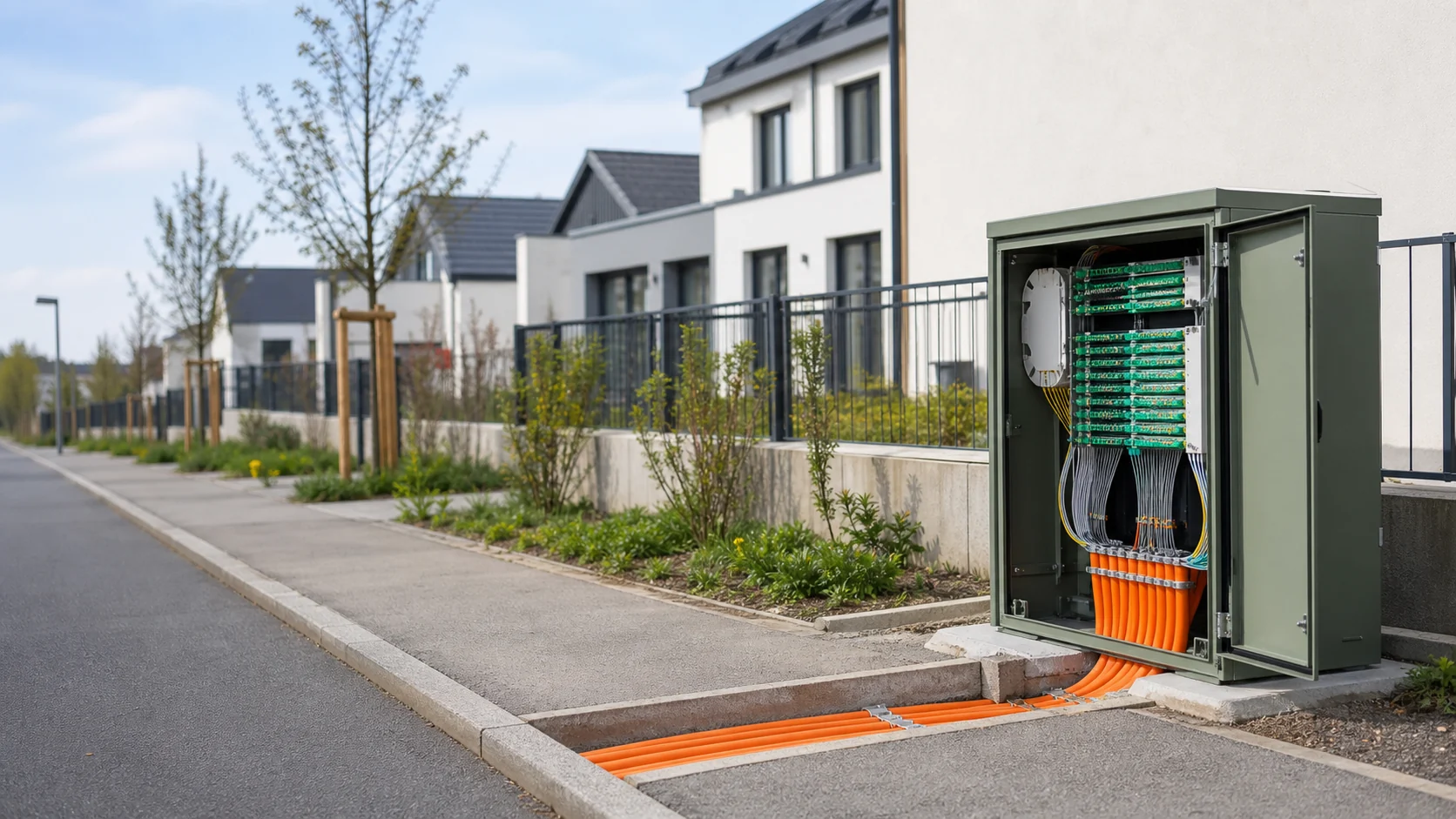 FTTx access network cabinet in a residential area