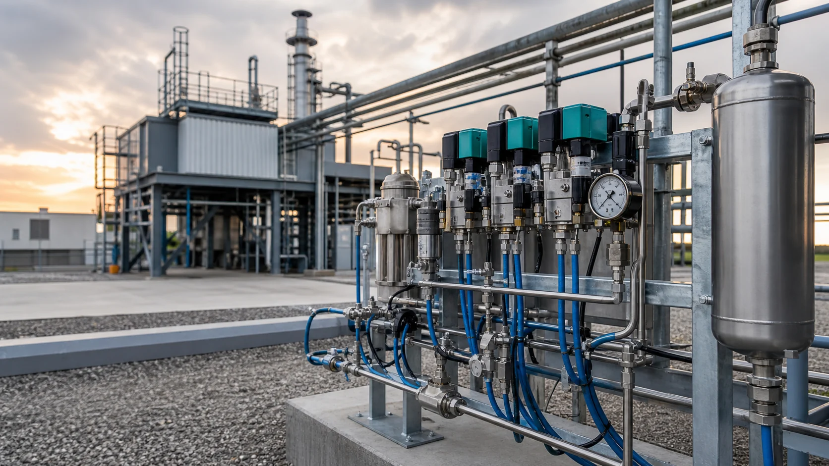 Industrial pneumatic control valves and air lines