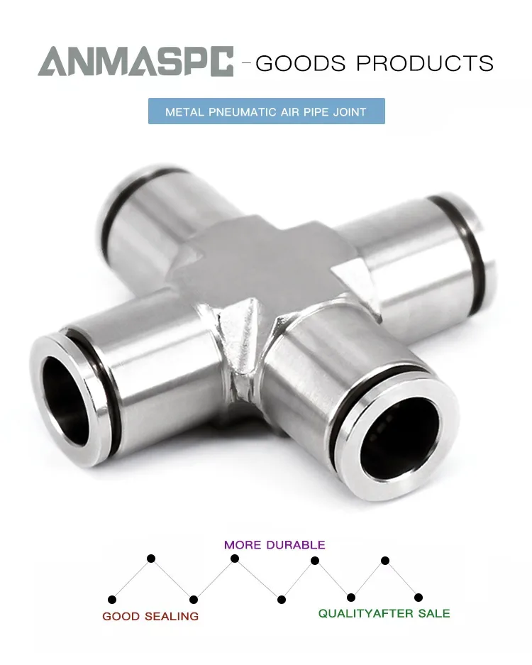 Vacuum Cross Type Pipe Fittings Four-way Slip Lock detail image 1