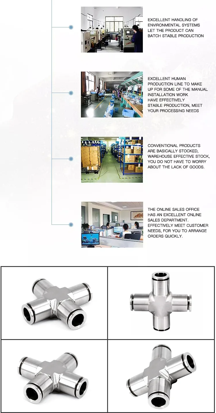 Vacuum Cross Type Pipe Fittings Four-way Slip Lock detail image 5