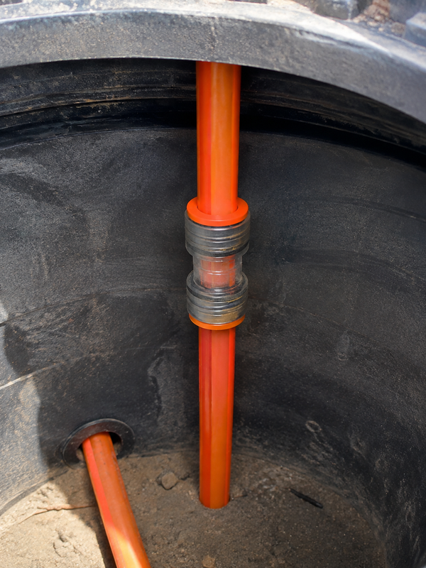 Telecom handhole used for HDPE microduct coupler selection