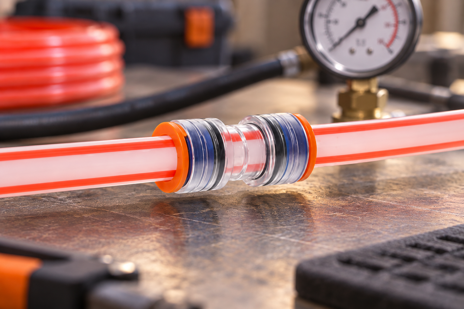 Pressure-test setup for a microduct push-fit connector