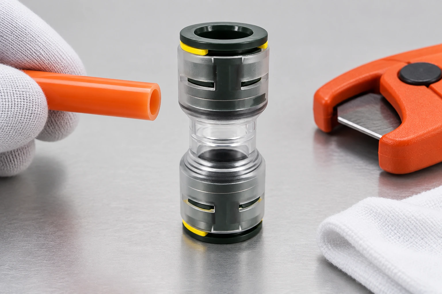 Square-cut microduct end prepared for a sealed FTTR pathway