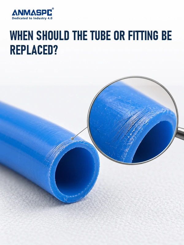 Magnified external scoring on a generic tube end during maintenance inspection